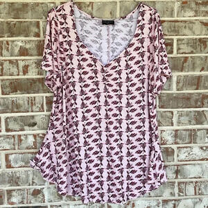 Lane Bryant Pink Floral Short sleeved Blouse